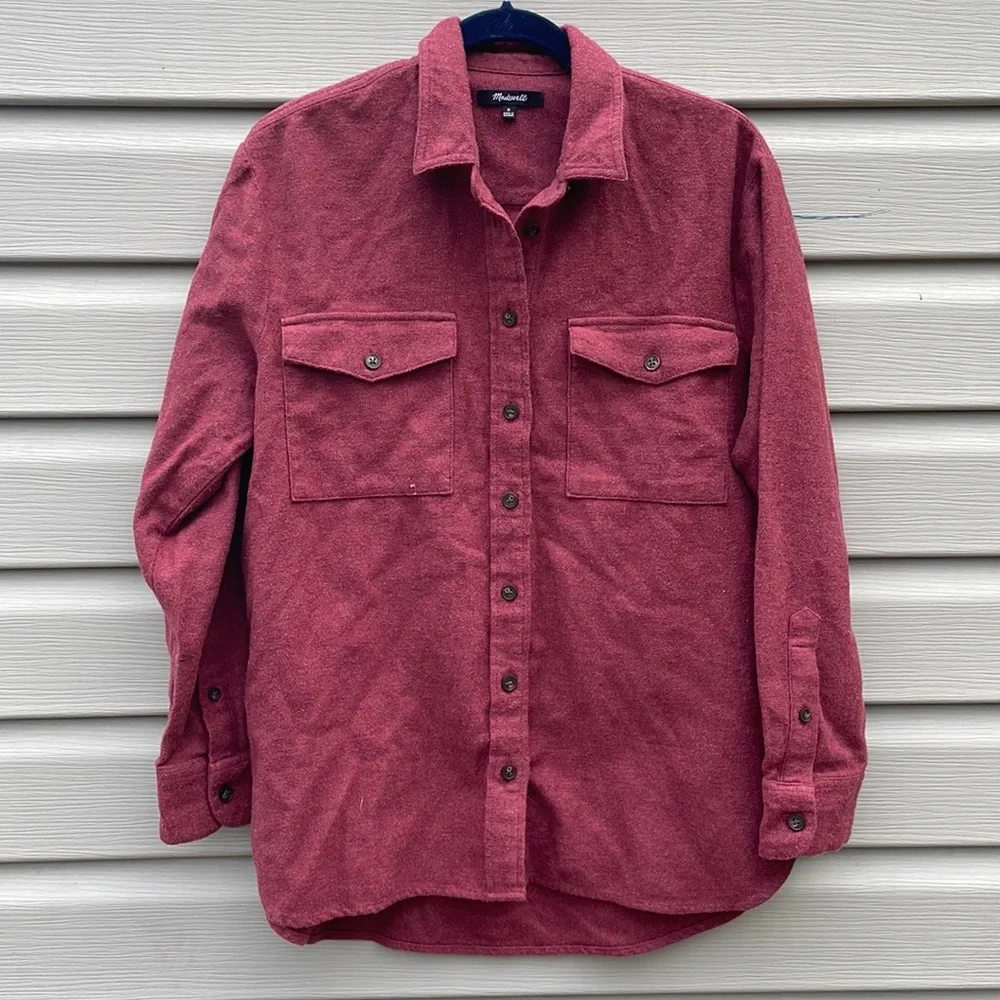 Madewell Maroon Button-Down Shacket